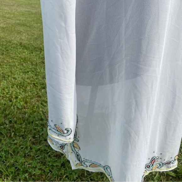 Nouveau Beach Sheer Embellished Beaded Cover Up Top L - Picture 4 of 6